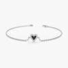 925 Sterling Silver Black Enamel Heart Diamond Bracelet - Image 2