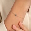 925 Sterling Silver Black Enamel Heart Diamond Bracelet - Image 3