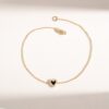 925 Sterling Silver Black Enamel Heart Diamond Bracelet - Image 4