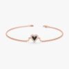 925 Sterling Silver Black Enamel Heart Diamond Bracelet - Image 5