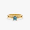 925 Sterling Silver Blue Diamond Bridal Ring Set