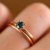 925 Sterling Silver Blue Diamond Bridal Ring Set - Image 3