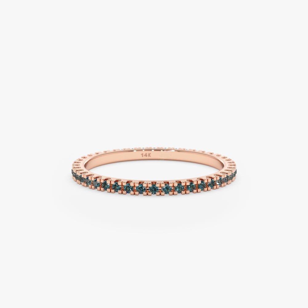 925 Sterling Silver Blue Diamond Eternity Ring