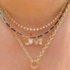 Blue lapis necklace with geometric double link rectangle design