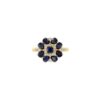 925 sterling silver flower ring with blue sapphire and diamond accents