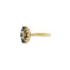 Blue sapphire and diamond flower ring in thick gold-plated sterling silver