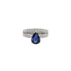Sterling silver ring with blue sapphire and diamond accents