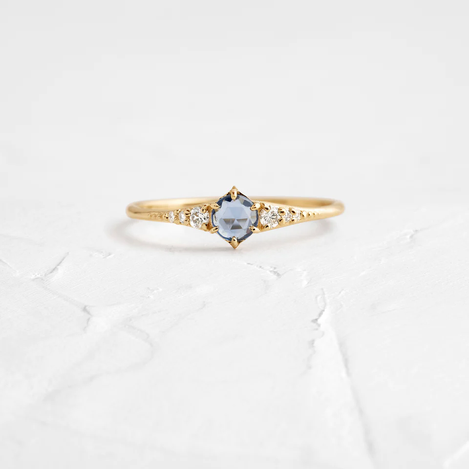 925 Sterling Silver Blue Sapphire and Diamond Ring