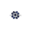 Sterling silver ring with blue sapphire and flower design