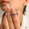 925 Sterling Silver Blue Sapphire And Ruby Eternity Band - Image 2