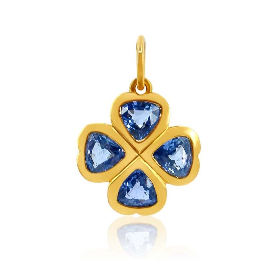 925 Sterling Silver Blue Sapphire Clover Charm