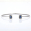 925 Sterling Silver Blue Sapphire Diamond Bangle Bracelet