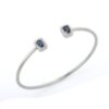 925 Sterling Silver Blue Sapphire Diamond Bangle Bracelet - Image 3
