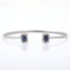 925 Sterling Silver Blue Sapphire Diamond Bangle Bracelet - Image 5