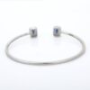 925 Sterling Silver Blue Sapphire Diamond Bangle Bracelet - Image 6