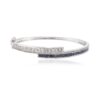925 Sterling Silver Blue Sapphire & Diamond Cuff Bangle Bracelet