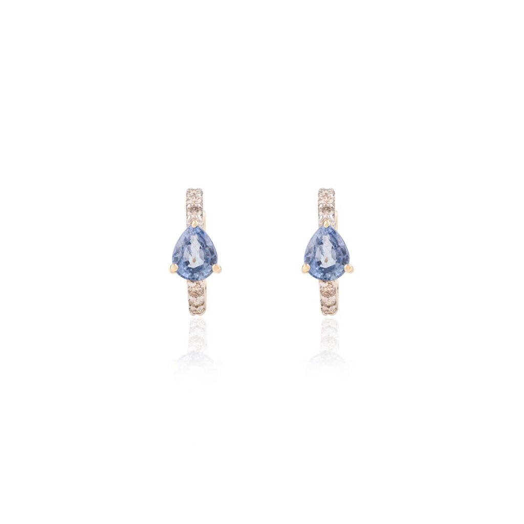925 Sterling Silver Blue Sapphire Diamond Helix Cuff Earrings