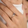 925 Sterling Silver ring with premium CZ sapphire and diamond stones