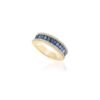 Stacking ring featuring pave-set blue sapphire stones and diamond details