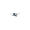 925 Sterling Silver Blue Sapphire Diamond Two Stone Ring