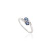 925 Sterling Silver Blue Sapphire Diamond Two Stone Ring - Image 3