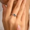 925 Sterling Silver Blue Sapphire Diamond Two Stone Ring - Image 4