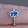 Oval sapphire ring in 925 sterling silver with gold plating