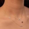 Sterling silver evil eye necklace with prong-set blue centre stone