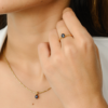 Oval 5 x 4 mm blue sapphire pendant in sterling silver