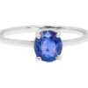 Sterling silver ring with blue sapphire-inspired centre stone