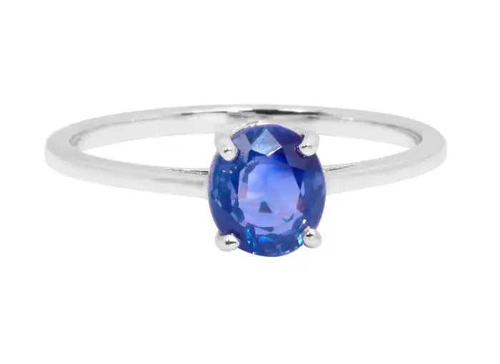925 Sterling Silver Blue Sapphire Ring in Prong Setting