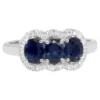 925 Sterling Silver ring with blue sapphire centre and side stones
