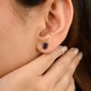 Blue sapphire stud earrings with 6 x 4 mm stones