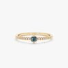 925 Sterling Silver Blue Topaz and Diamond Engagement Ring