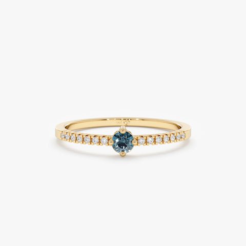 925 Sterling Silver Blue Topaz and Diamond Engagement Ring