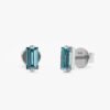 925 Sterling Silver Blue Topaz Baguette Stud Earrings - Image 2