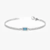 925 Sterling Silver Blue Topaz Cuban Chain Bracelet
