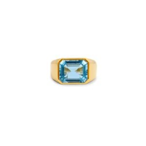 925 Sterling Silver Blue Topaz Dome Ring