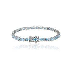 925 Sterling Silver Blue Topaz Tennis Bracelet