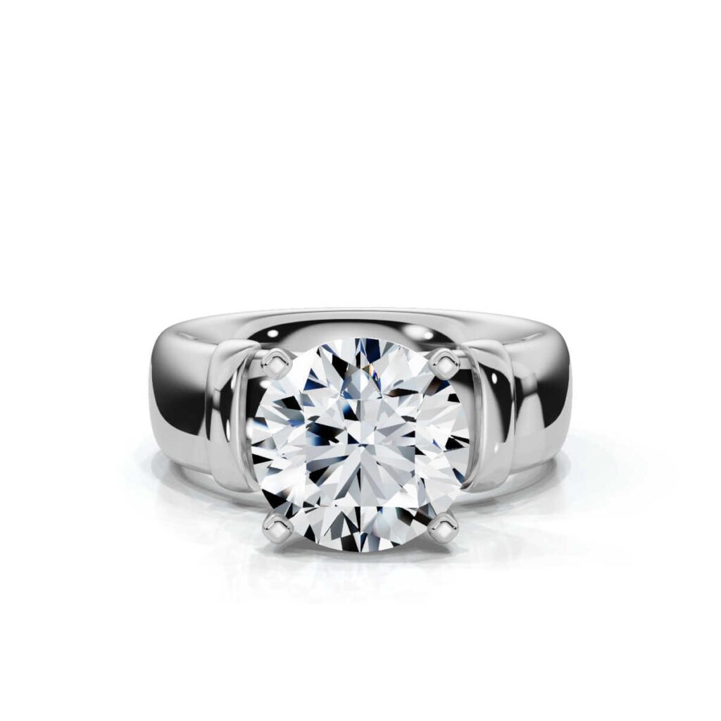 925 Sterling Silver Bold Diamond Engagement Ring