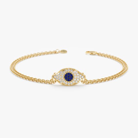 925 Sterling Silver Bold Sapphire & Diamond Eye Bracelet