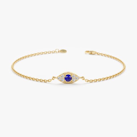 925 Sterling Silver Bold Sapphire Diamond Eye Bracelet