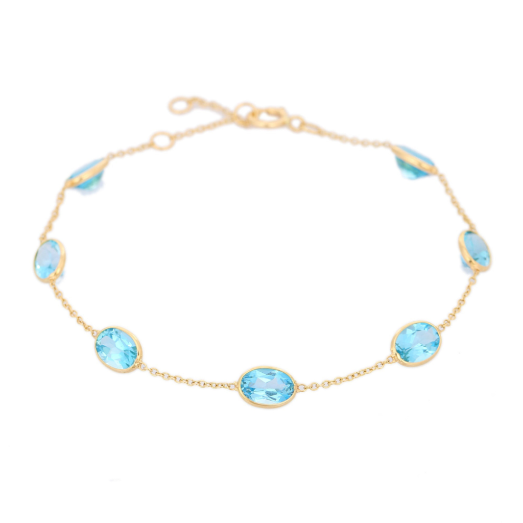 925 Sterling Silver Bracelet with Blue Topaz Gemstone