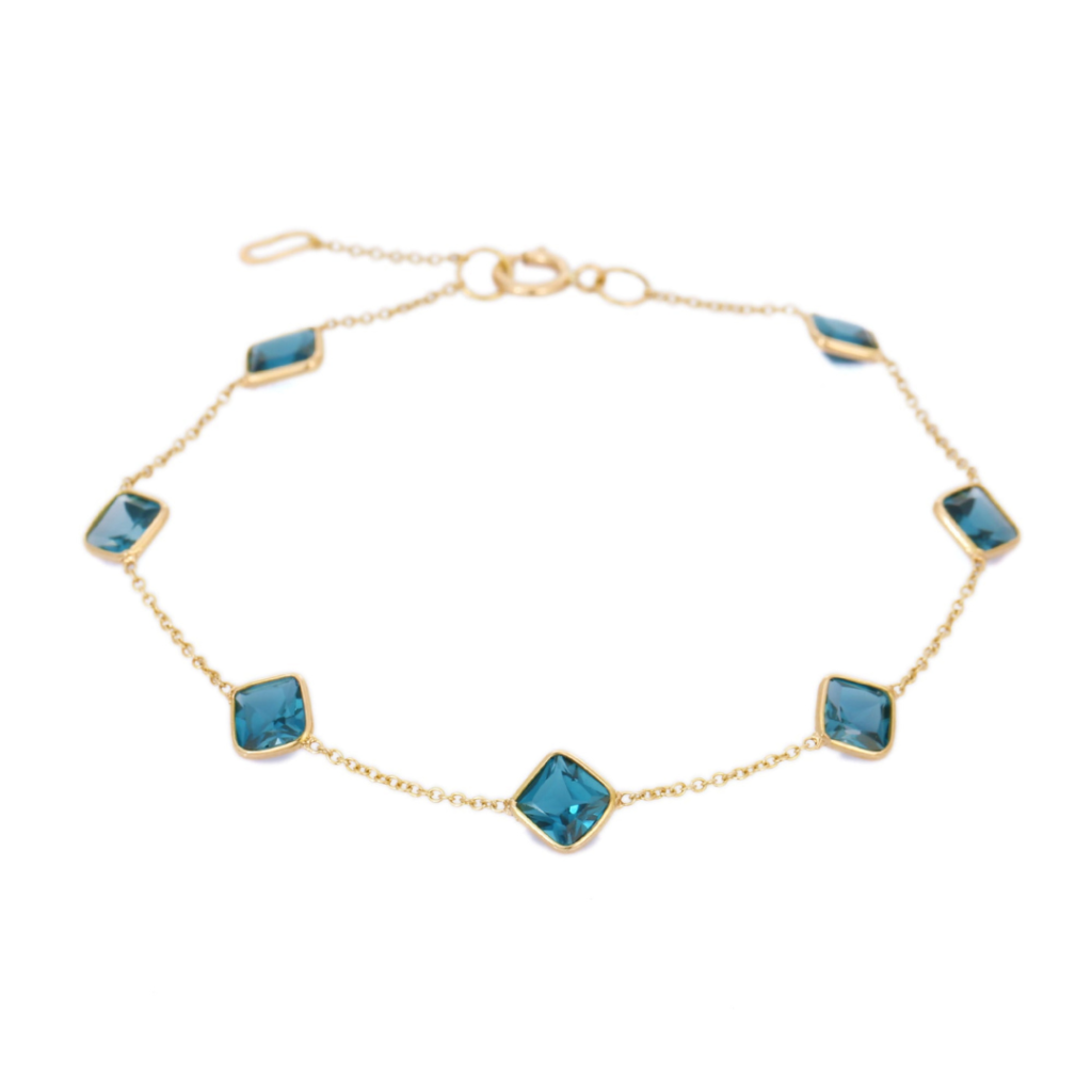 925 Sterling Silver Bracelet With Blue Topaz Gemstone