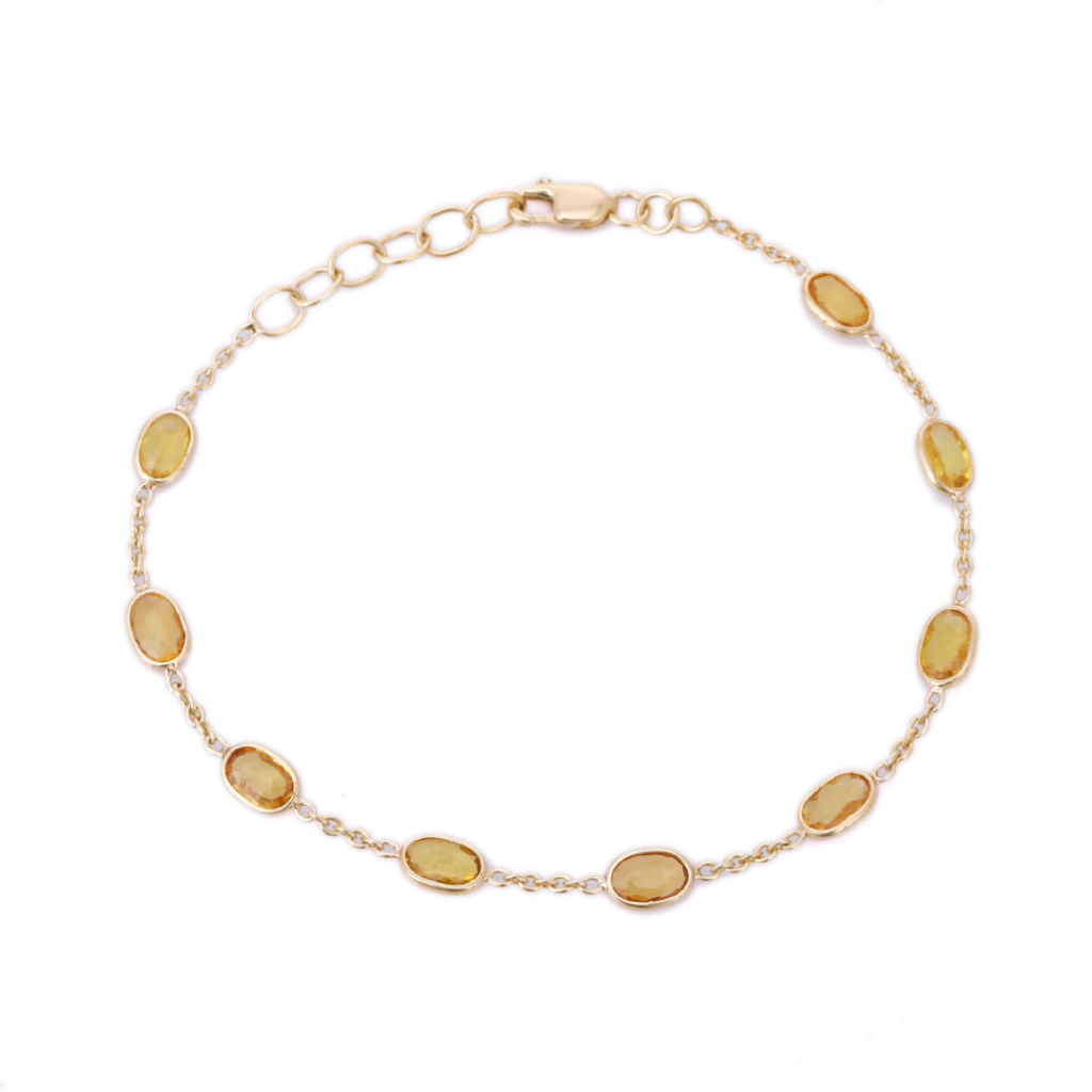 925 Sterling Silver Bracelet With Yellow Sapphire Gemstone