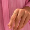 925 Sterling Silver braided band ring with bezel-set CZ diamonds