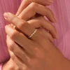 Braided sterling silver ring with thick gold plating and subtle sparkle
