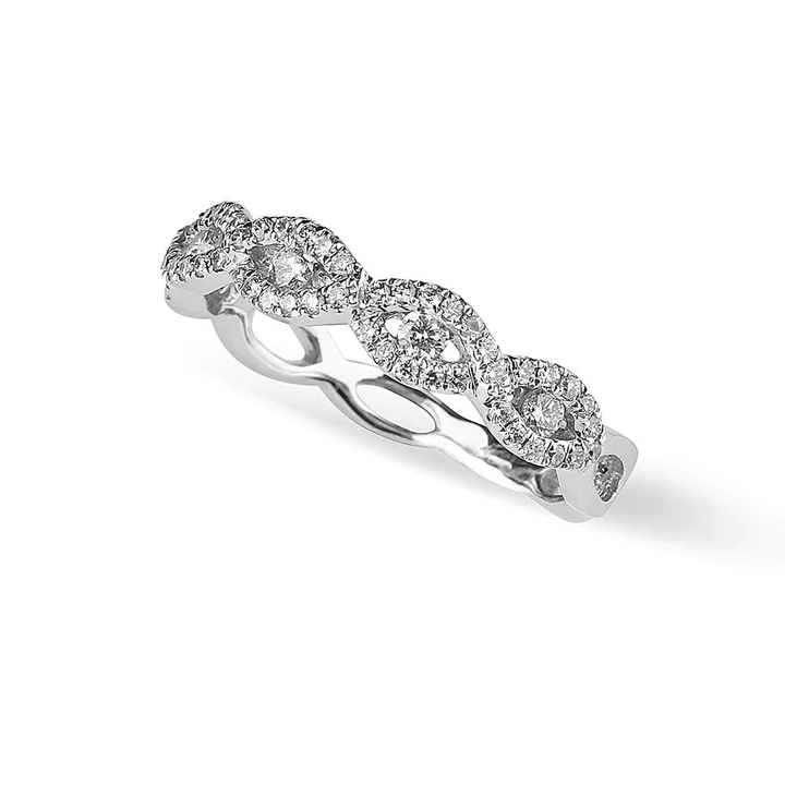 925 Sterling Silver Braided Madison Diamond Band