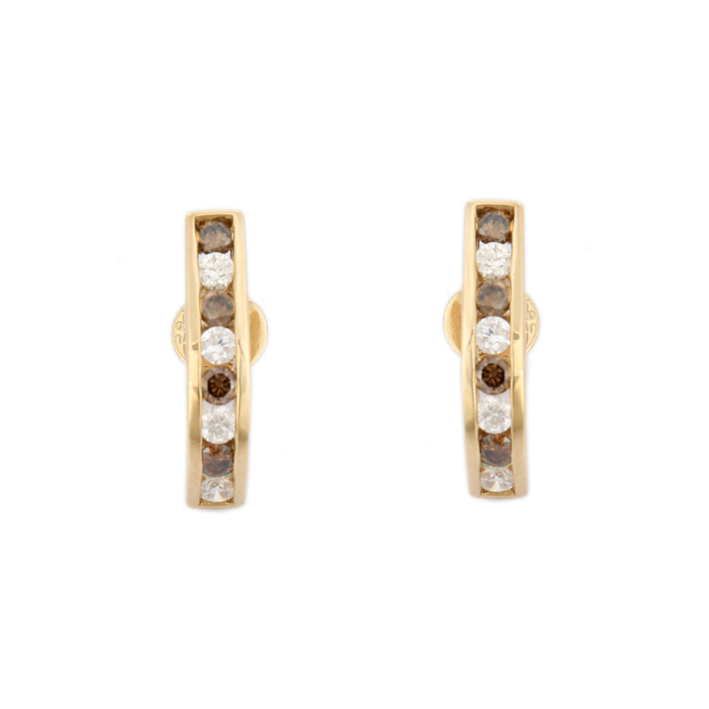 925 Sterling Silver Brown Diamond Bali Earrings