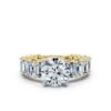 925 Sterling Silver Buguette & Round Cut Diamond Engagement Ring